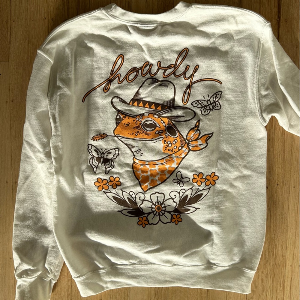 Spring Fever Howdy cowboy frog Gildan crewneck sweatshirt